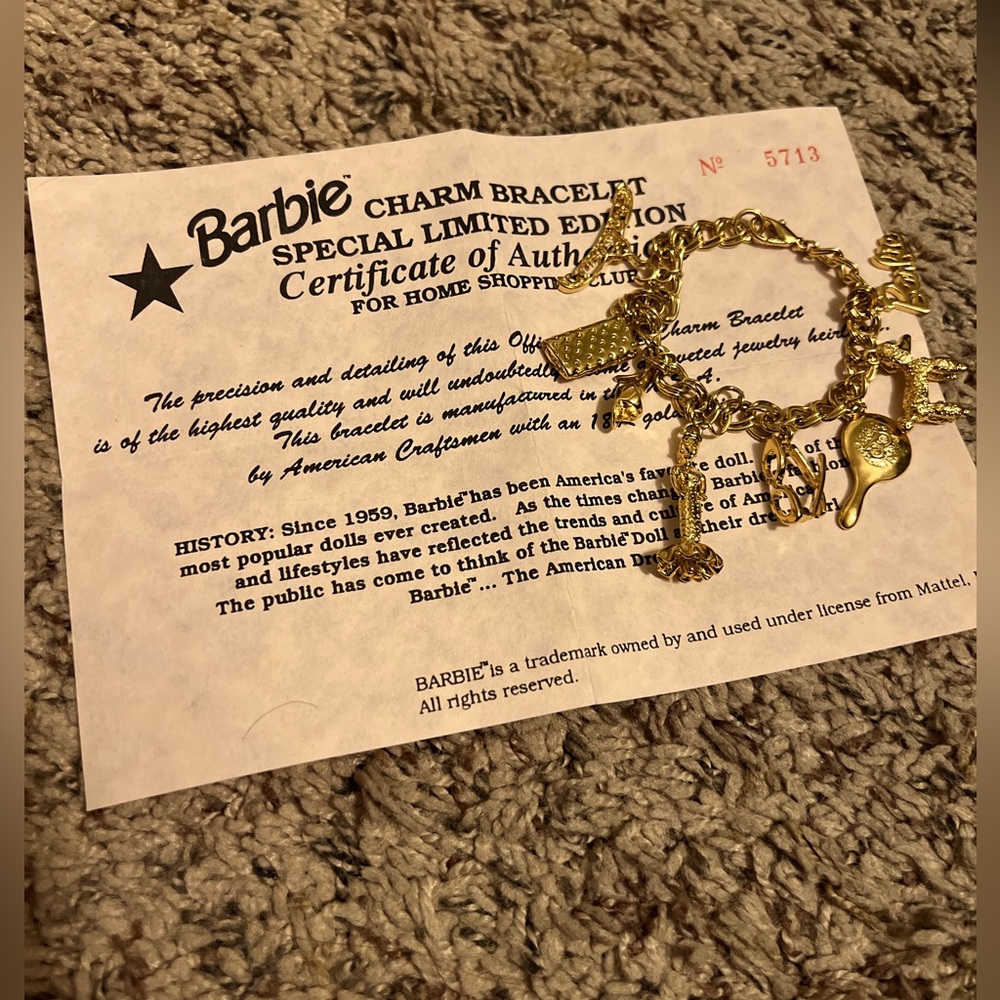 Barbie charm bracelet 7”